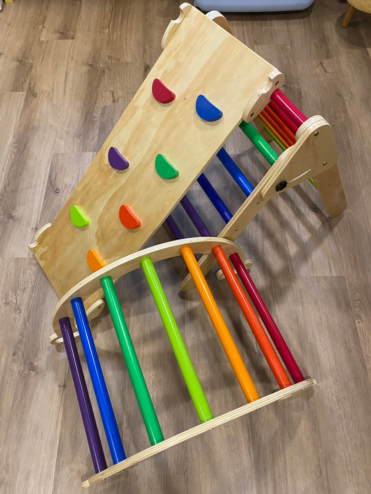 #59 toddler wooden climb/slide/rock set