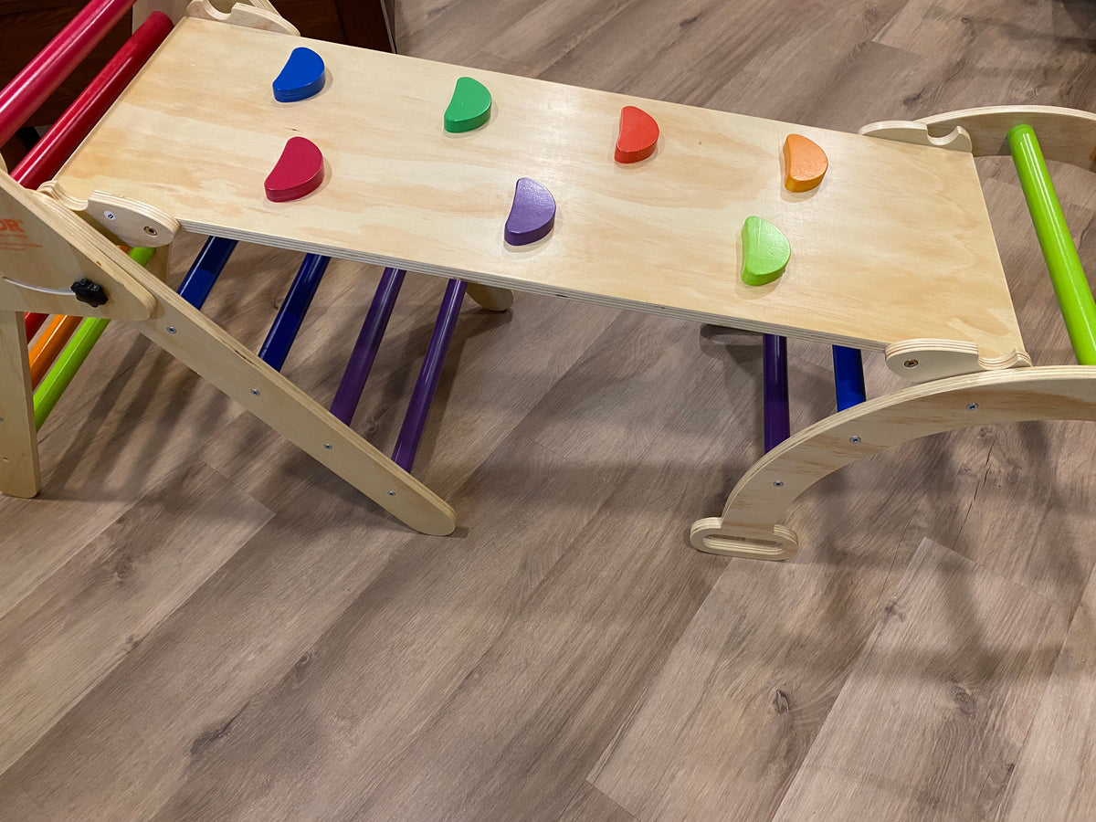 #59 toddler wooden climb/slide/rock set