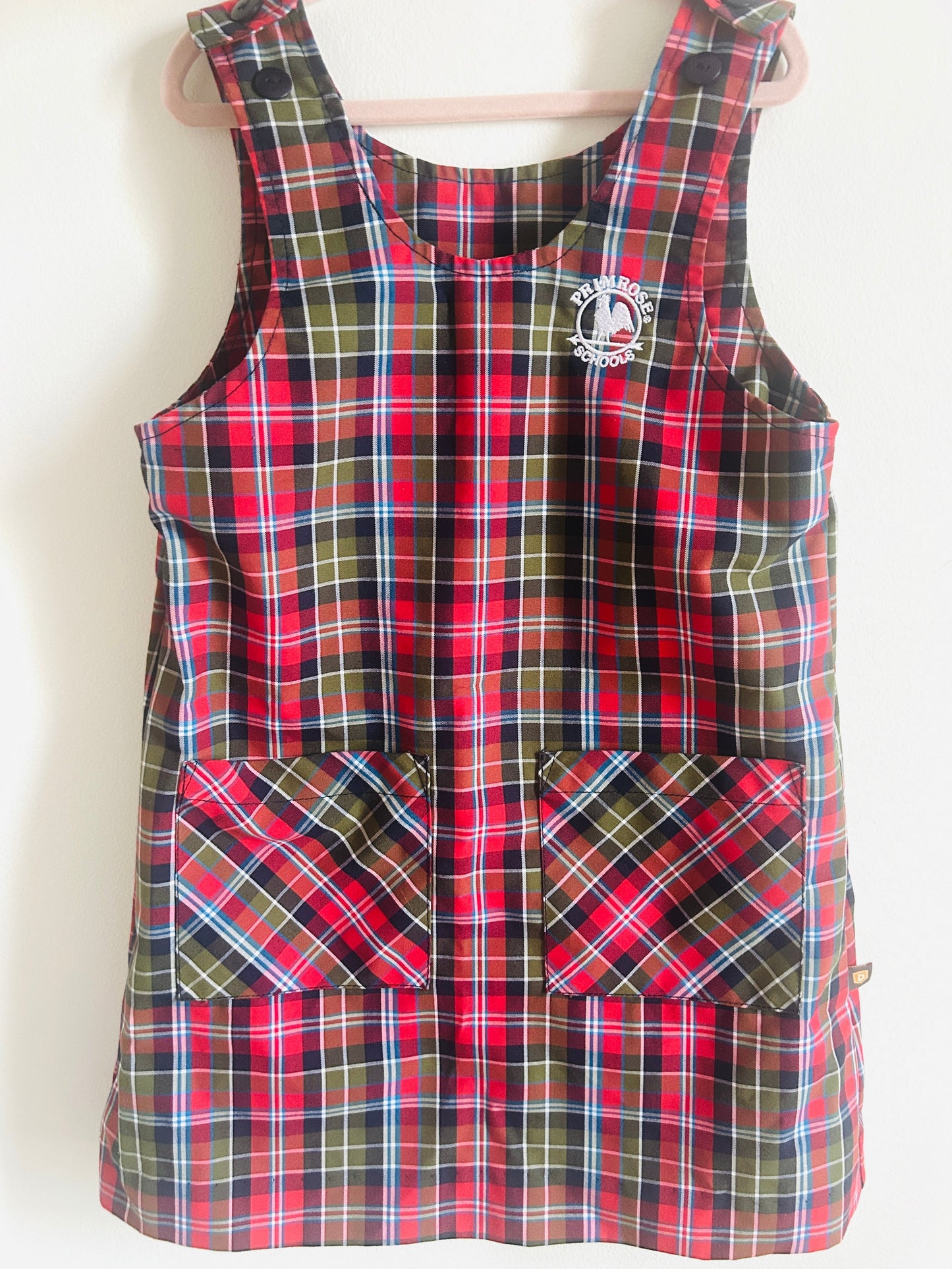 #15 Primrose 5t Plaid Uniform Jumper Dress 2 of 2