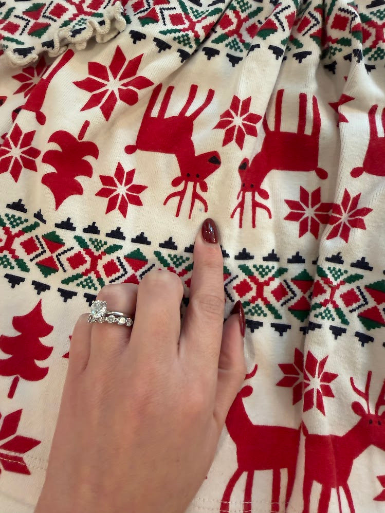#9 Girls 4 Hanna Andersson Reindeer Long Sleeve Dress (GUC-see photos)