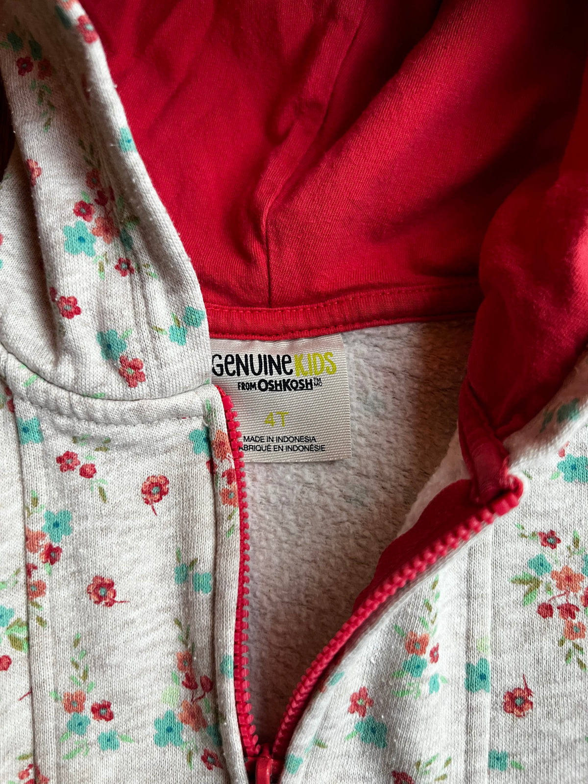 Seller #115 - OshKosh Girls 4T Zip Up Floral Hoodie, GUC