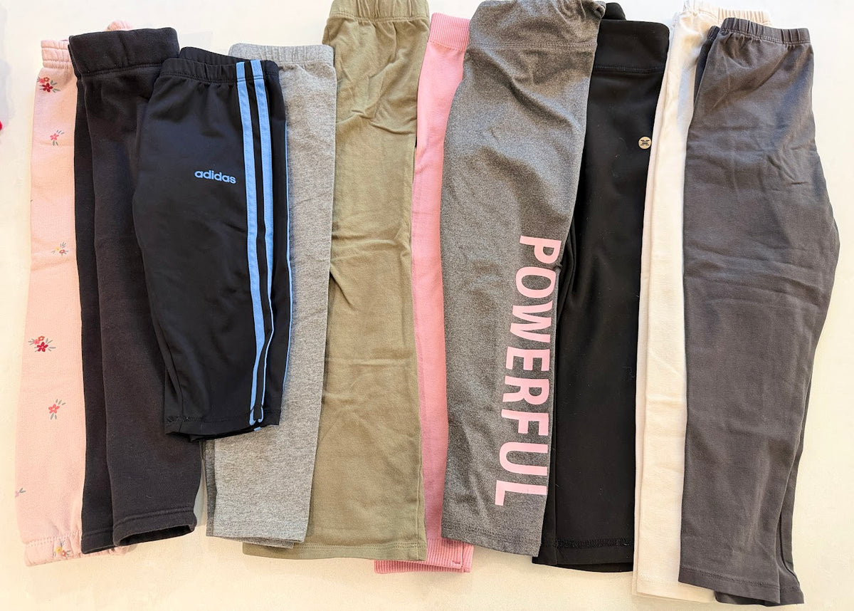 #9 Girls 4t Bundle of 10 Leggings/Pants (GUC-EUC; HA, Adidas, Falls Creek, & More)