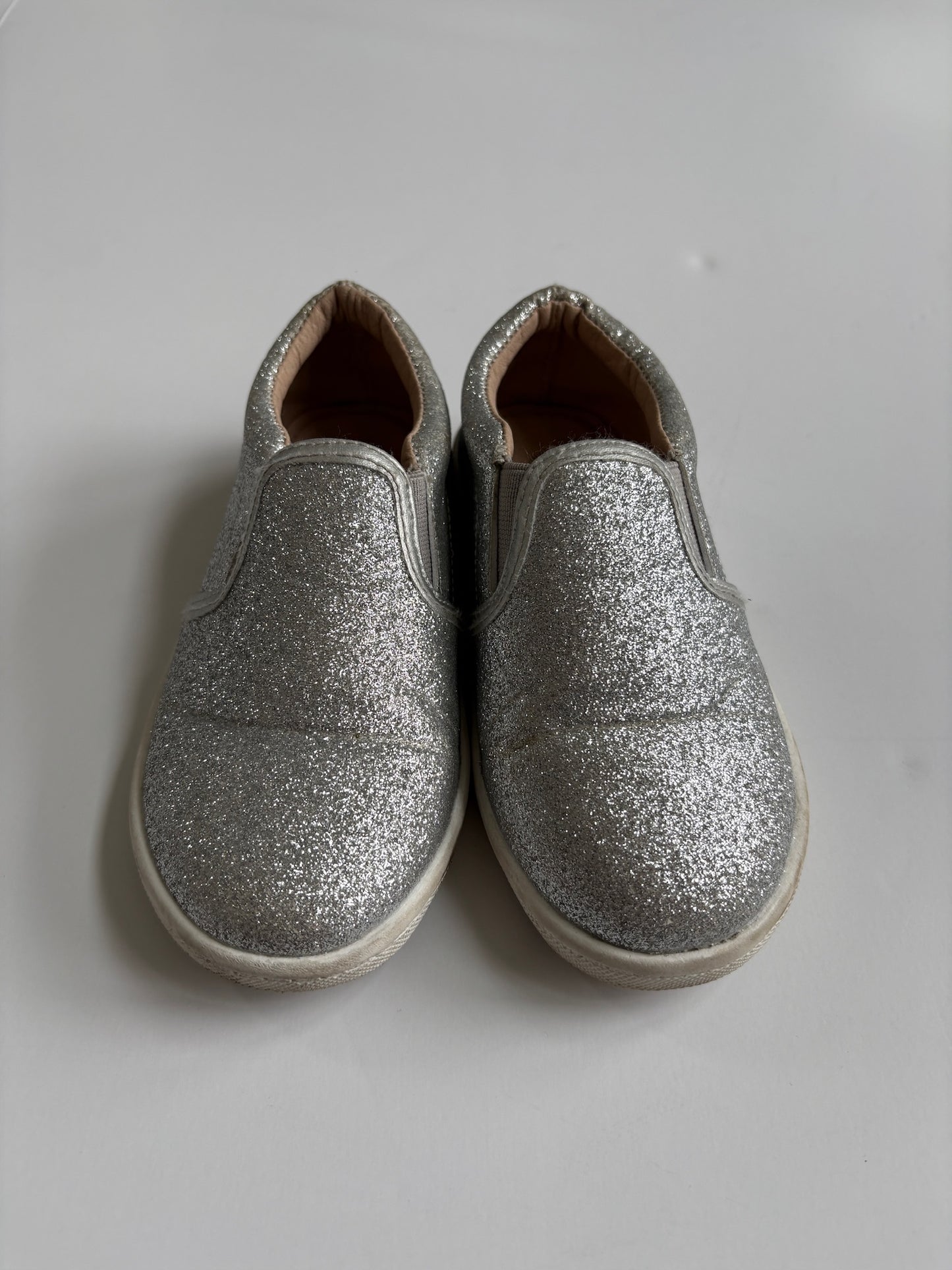 Seller #105 - Size 10c Girls Silver Sparkle Tiny Toes Nation Slip On Shoes GUC