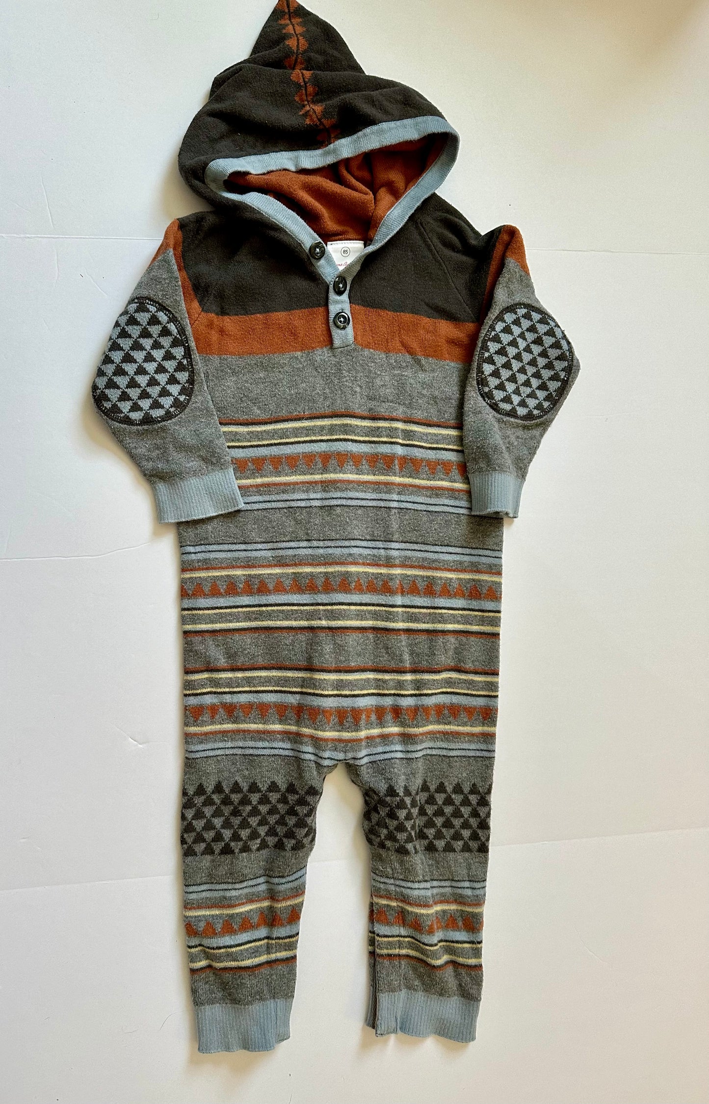 #86B Hanna Andersson Hooded Sweater Romper Boys  2T