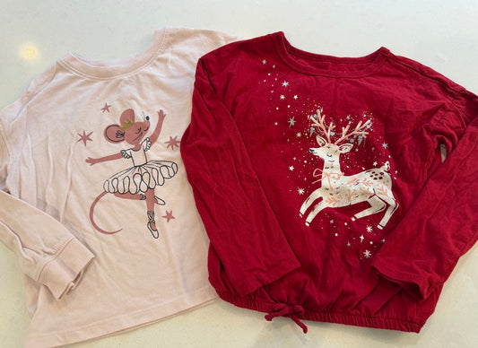 #9 Girls 5T Long Sleeve Winter/Holiday Shirts (C&J, Carters; GUC/VGUC) *REDUCED