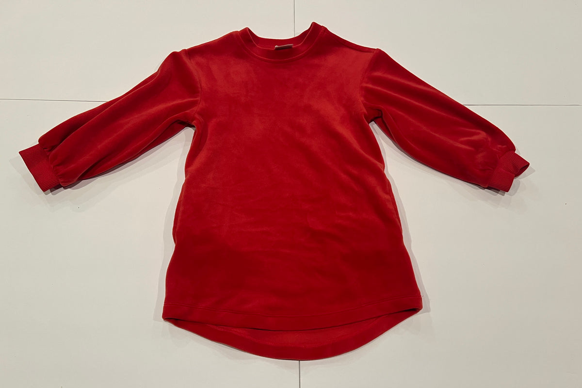 #141 Girls 4 (100) Hanna Andersson Red Super Soft Velvet Dress - Sister Match