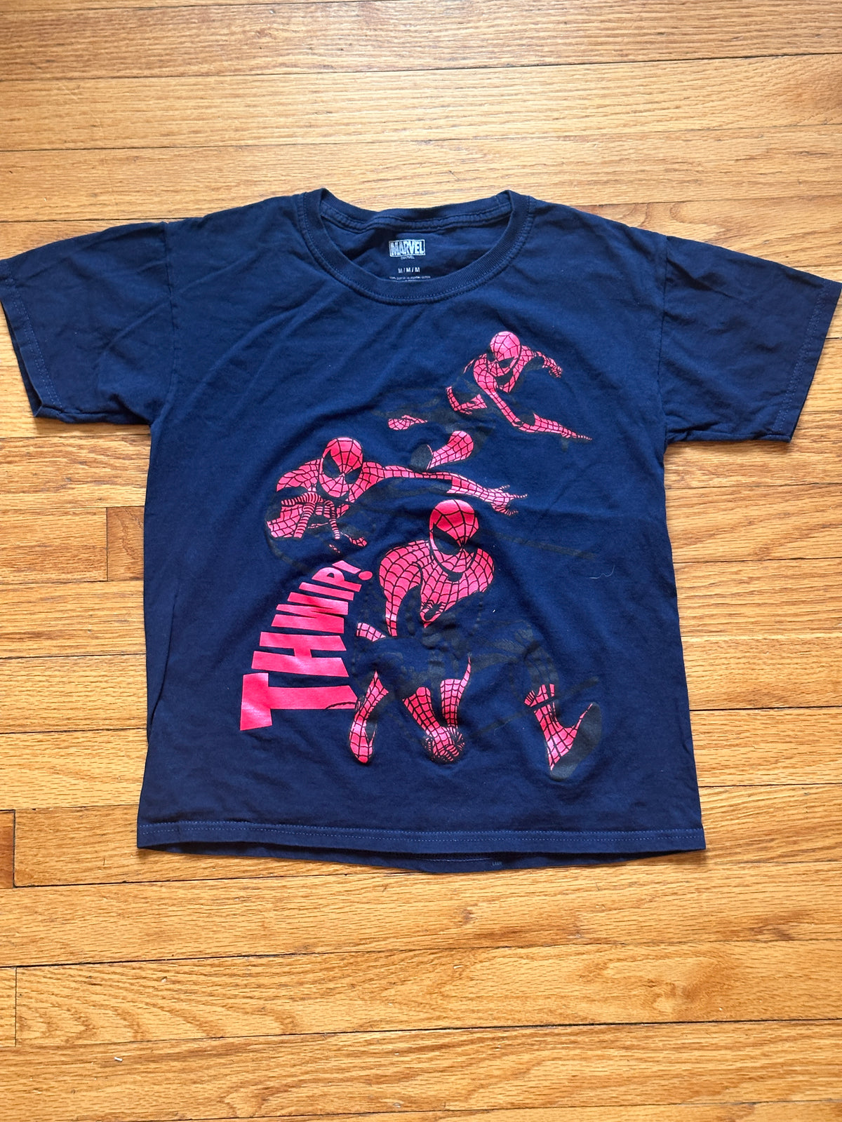 #163 Lego Batman & Spiderman T-Shirts - size M/8 - EUC