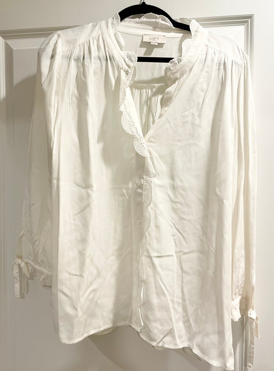 LOFT white blouse size M