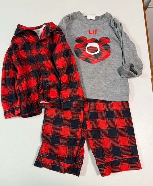 #155 Reduced! 3 piece Little Bear Buffalo plaid pajama set , size 2T