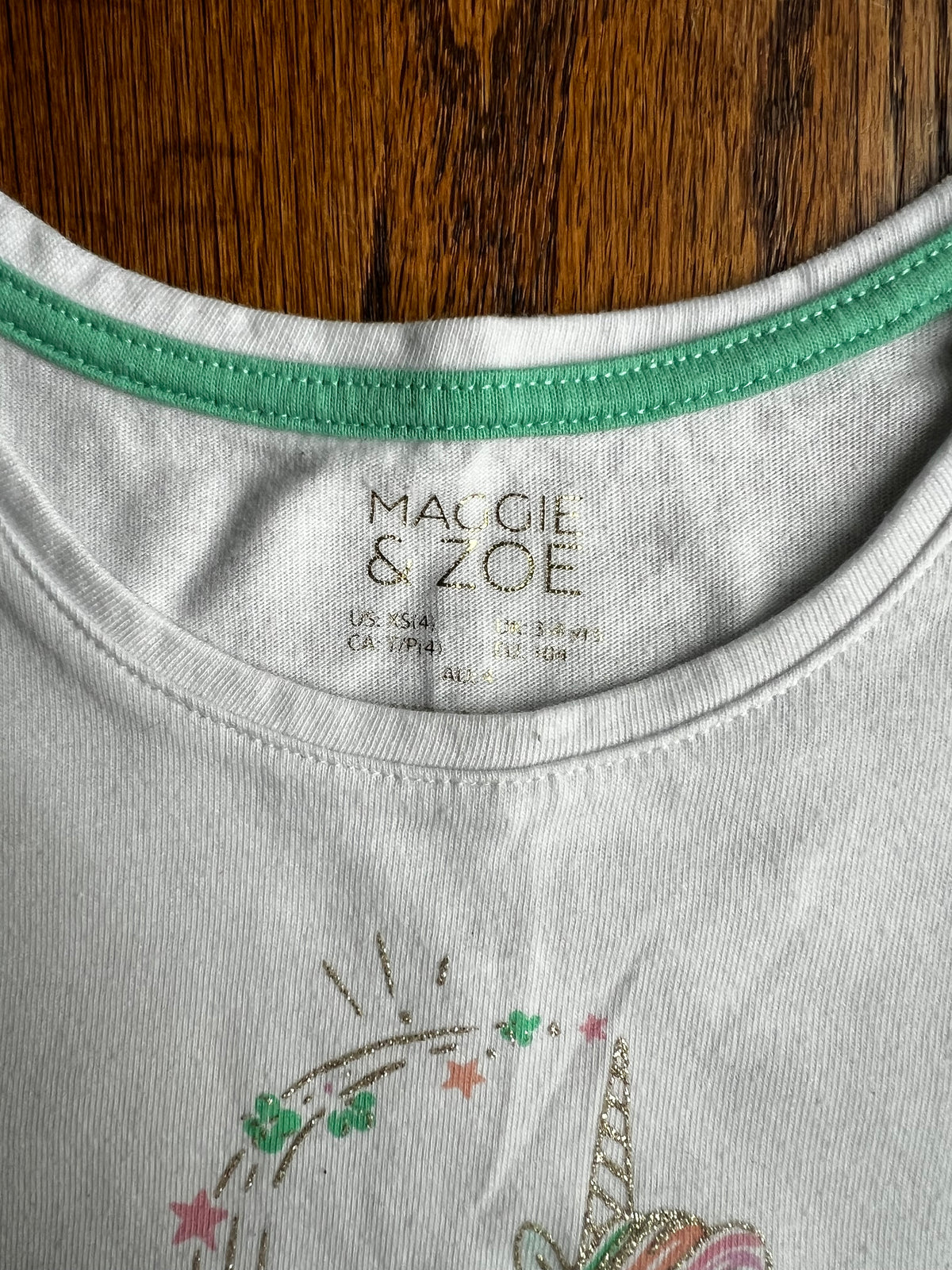 Seller #115 - Maggie & Zoe Girls 4 (XS) St. Patrick’s Day Outfit (Unicorn Tee, Green Tutu, Headband), GUC