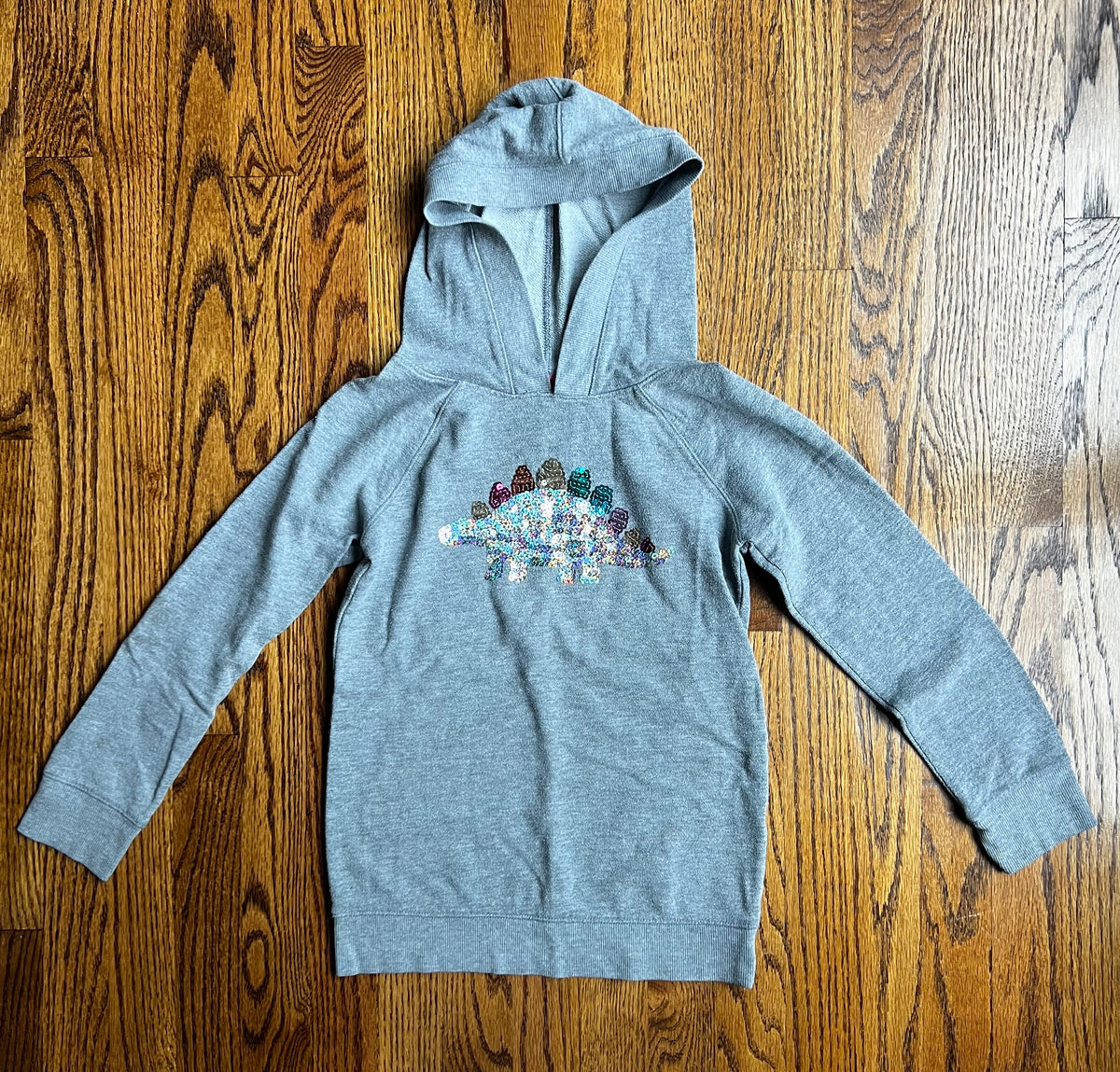 Seller #115 - Cat & Jack Girls M (7/8) Sparkly Dinosaur Hooded Sweatshirt, GUC