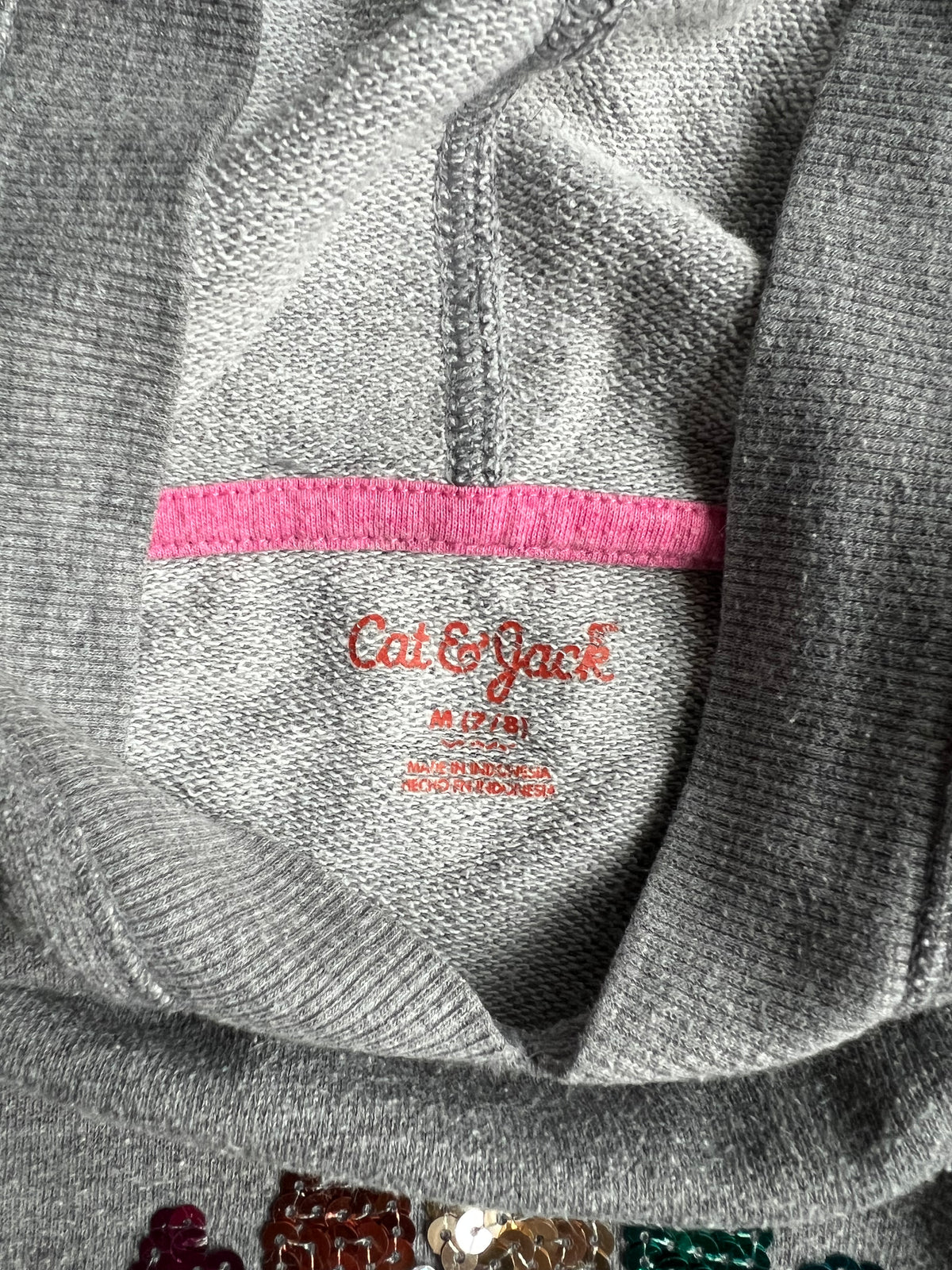 Seller #115 - Cat & Jack Girls M (7/8) Sparkly Dinosaur Hooded Sweatshirt, GUC