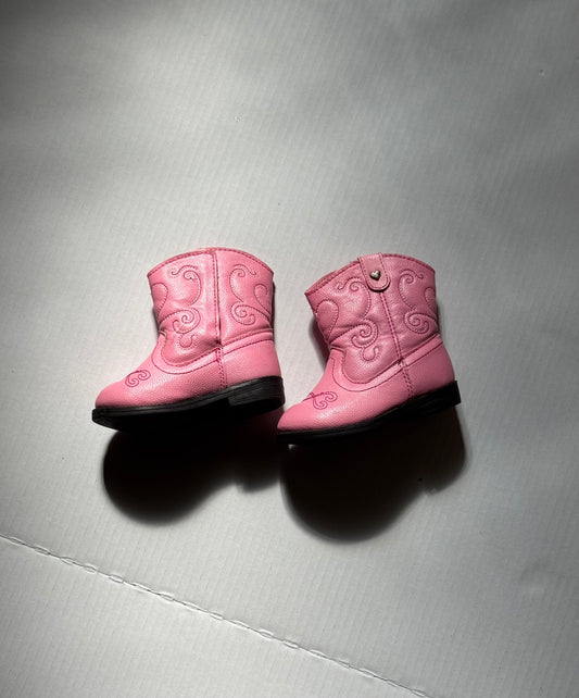 #129 Size 4 Pink Velcro Cowboy Boots