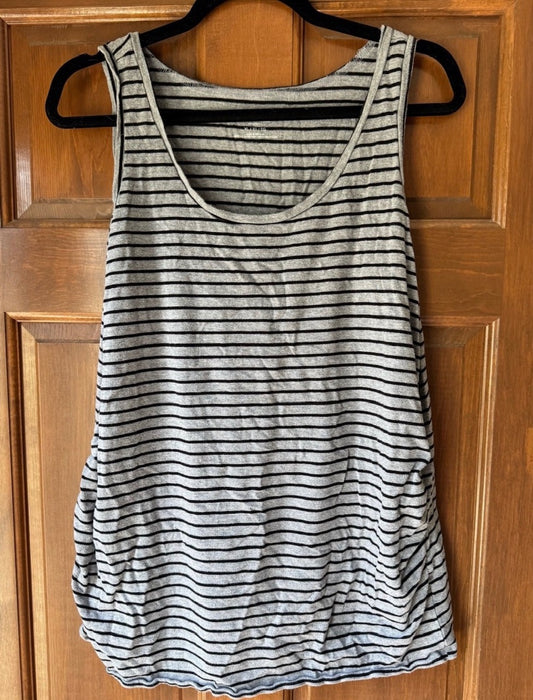 #129 Motherhood Maternity XL Gray and Black Striped Maternity Tank