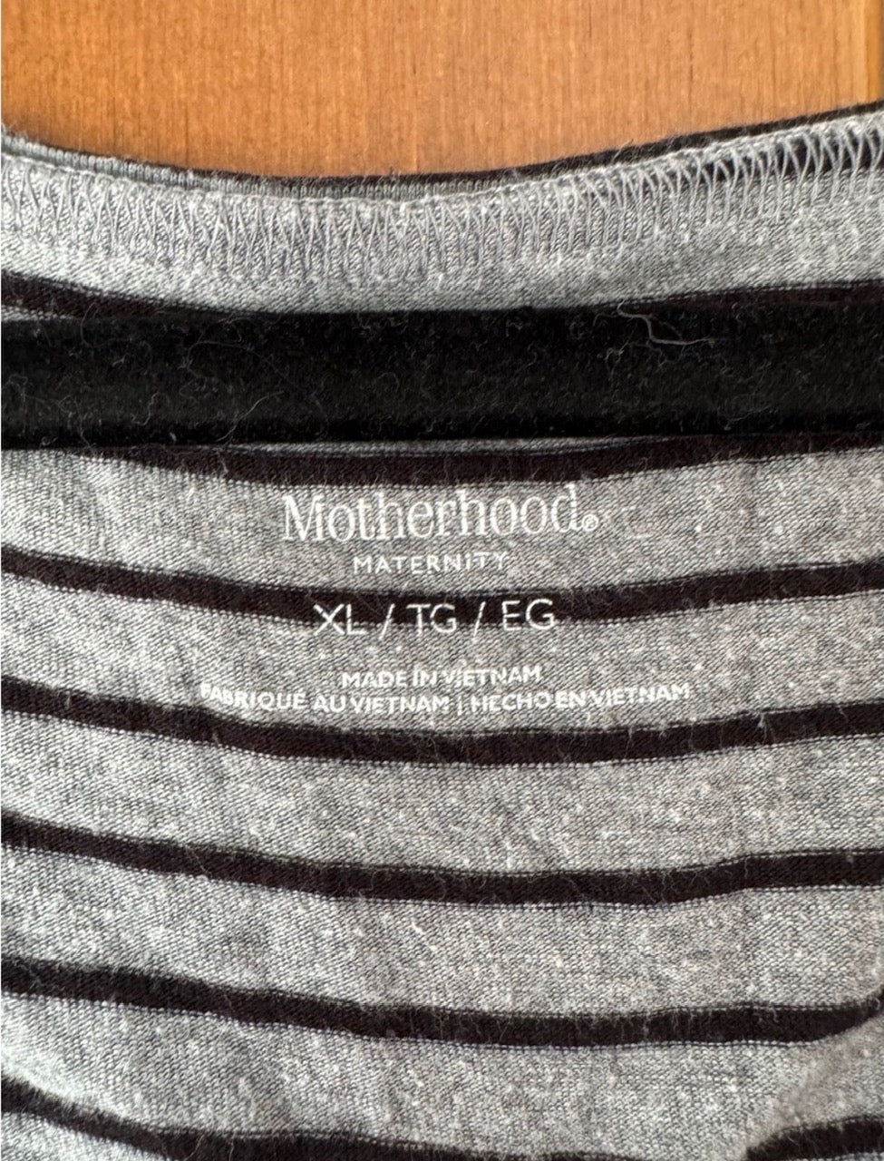 #129 Motherhood Maternity XL Gray and Black Striped Maternity Tank