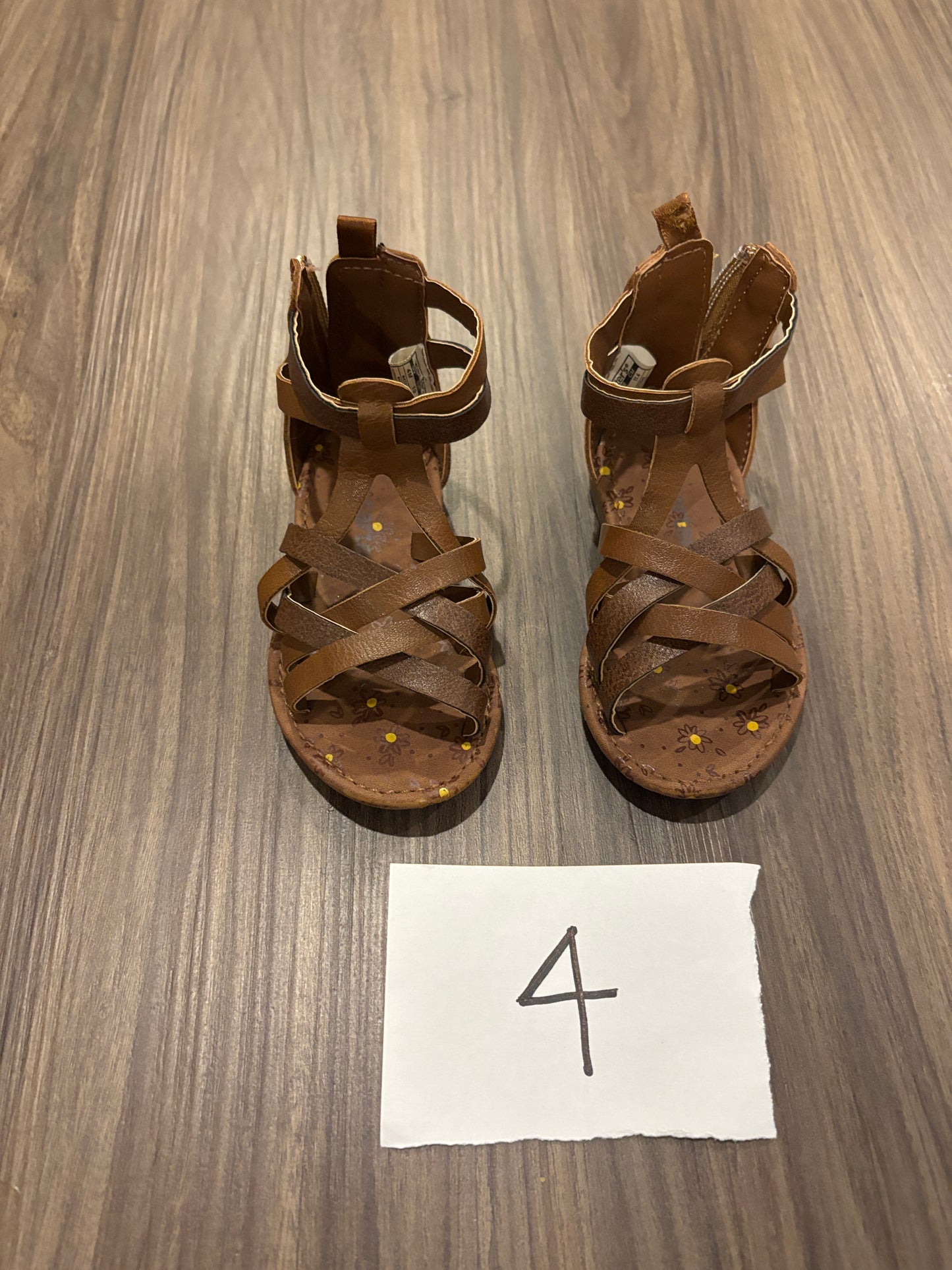 #98B - Toddler Girl Size 4 Brown Gladiator Sandals VGUC