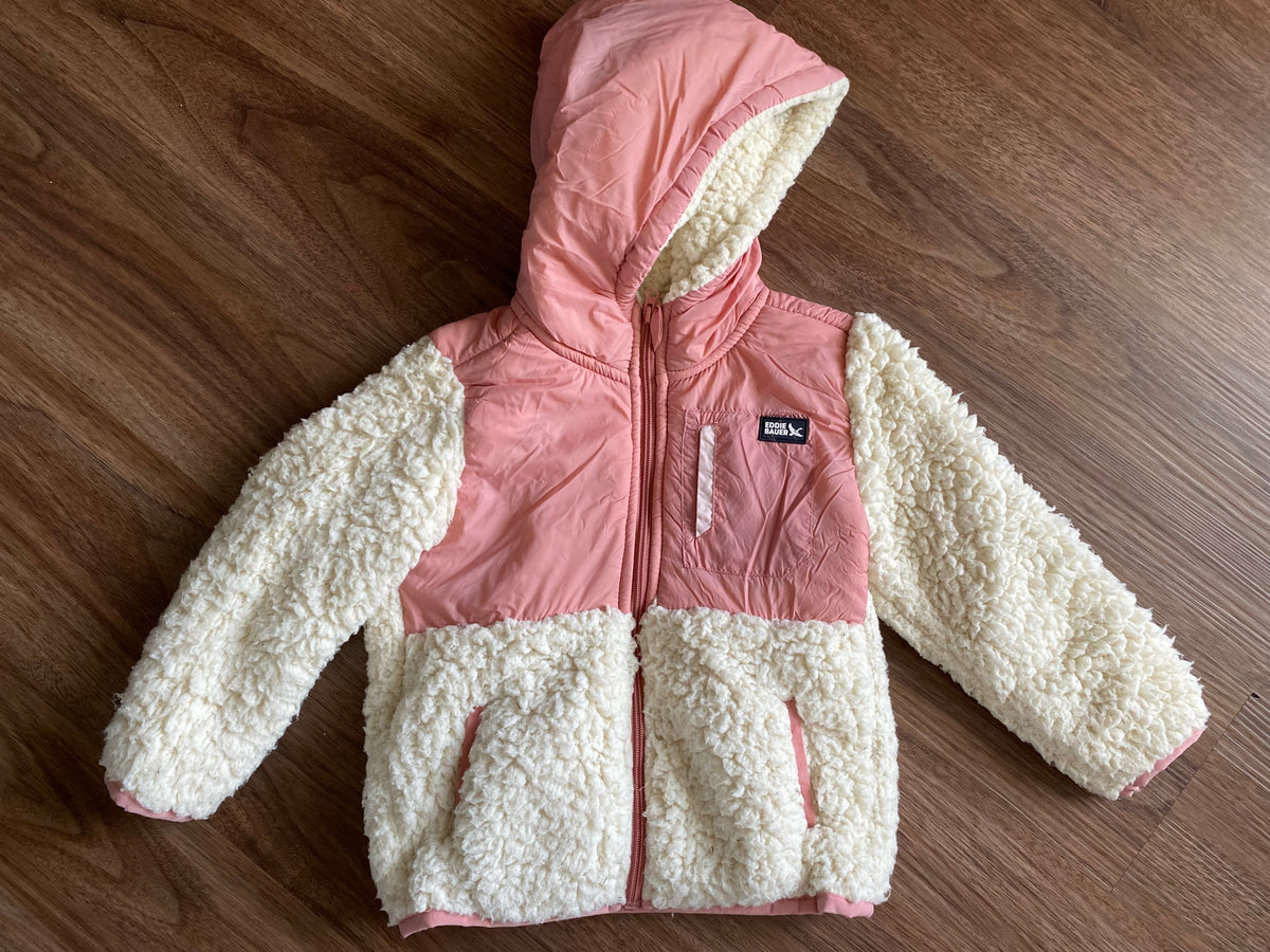 #59 Eddie Bauer girls 2t white/pink fleece jacket