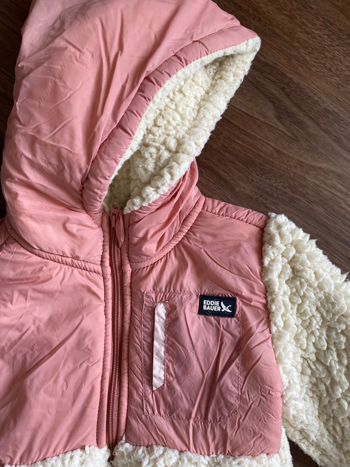 #59 Eddie Bauer girls 2t white/pink fleece jacket
