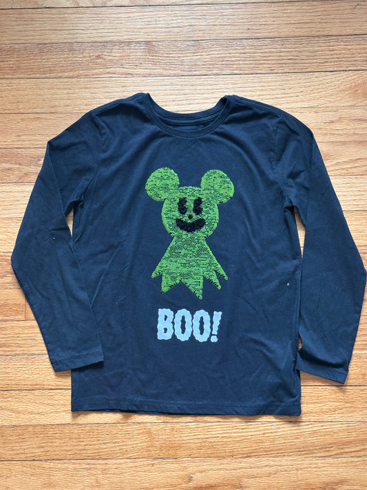 #163 Disney Flip Sequin Mickey Halloween Shirt - size M (7/8) - EUC