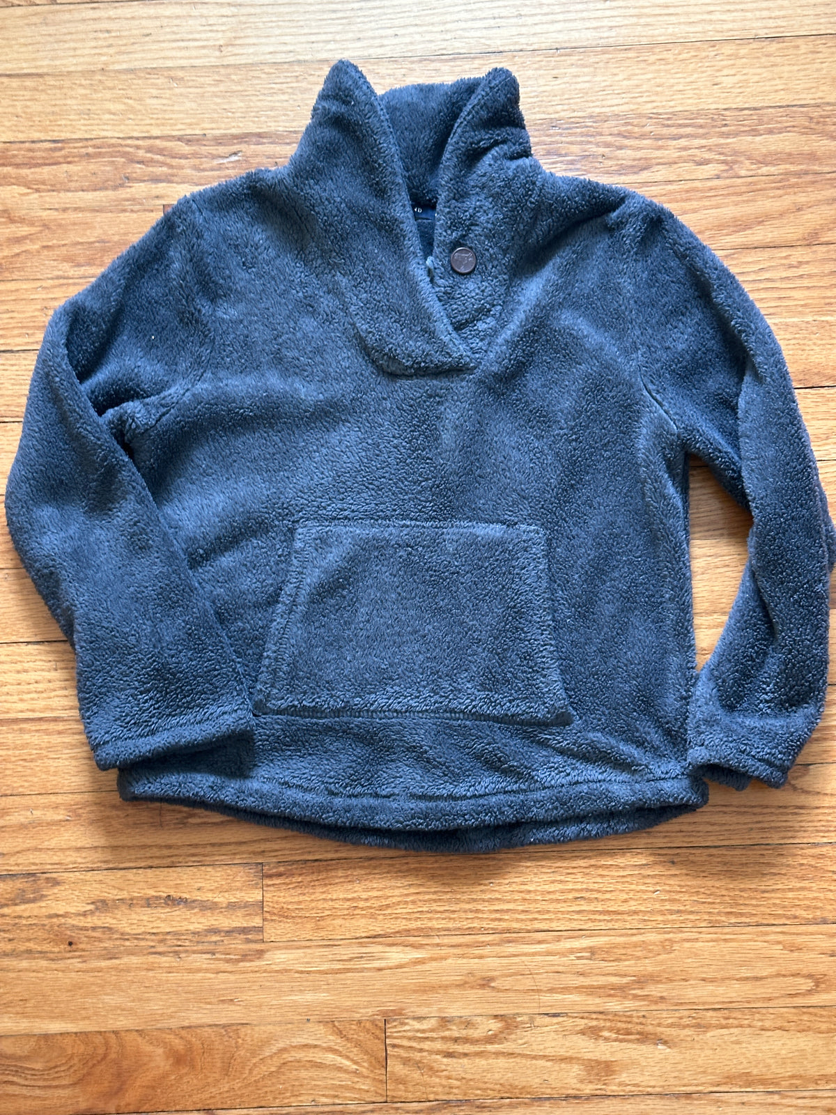 #163 Lands' End Gray Fleece Pullover - size M (10/12) - EUC