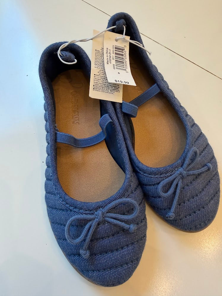 #9 Girls Size 8 Blue Ballet Flats NWT Old Navy