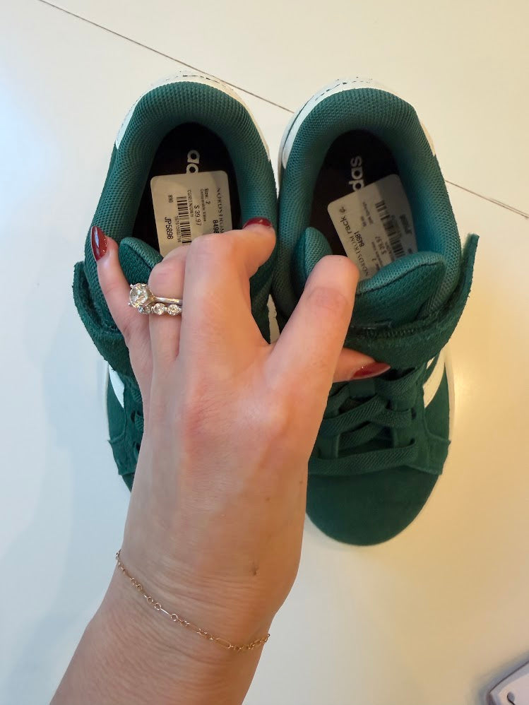 #9 Boys Size 2 Green Adidas Grand Court *NEW* with Stickers
