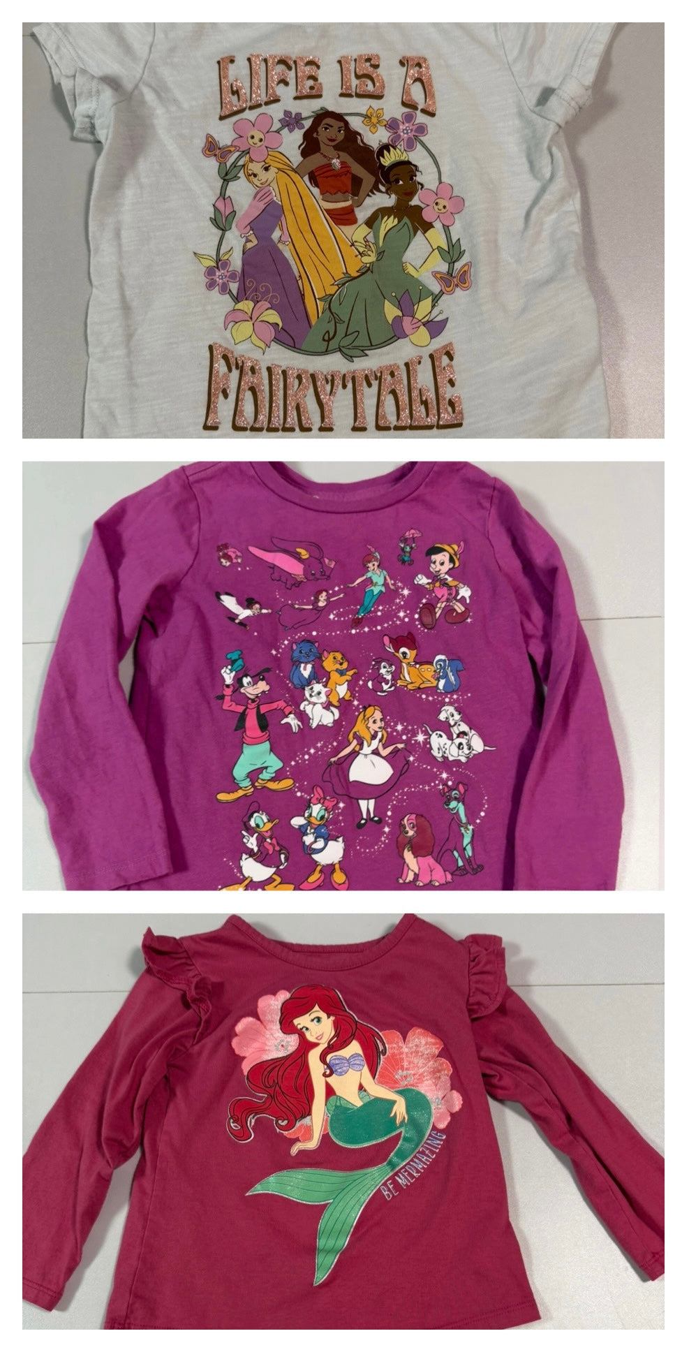 #155 3 piece girls Disney shirt bundle, size 4T