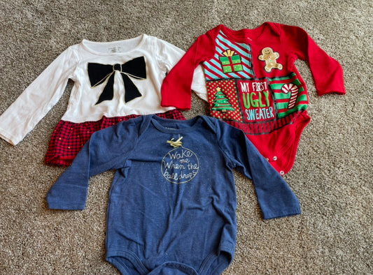 Seller 10- girls 12 Month holiday shirt bundle