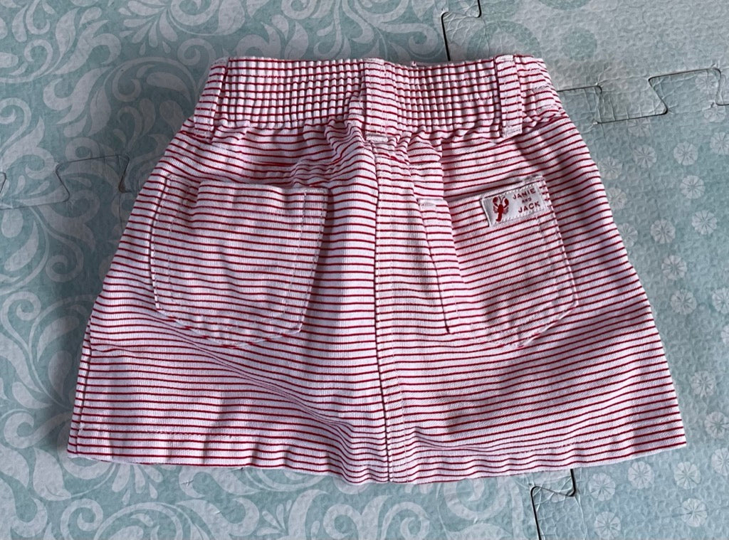 #57 Girls, Janie&Jack, red/white strip skort, size 3-6 months