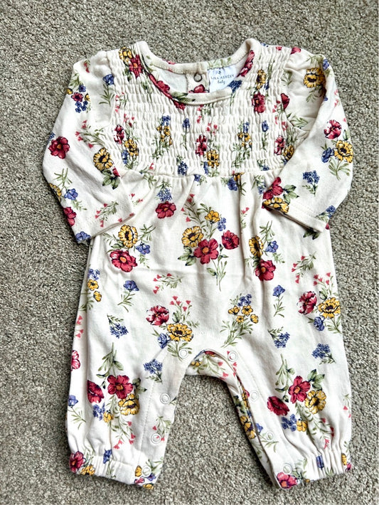 Girls 0-3 mo floral outfit, VGUC