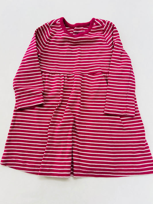 Girls size 85 (2T) Moon and Back Hanna Andersson pink and white striped dress