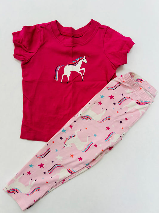 Girls size 85 (2T) Moon and Back Hanna Andersson unicorn leggings and matching Tshirt