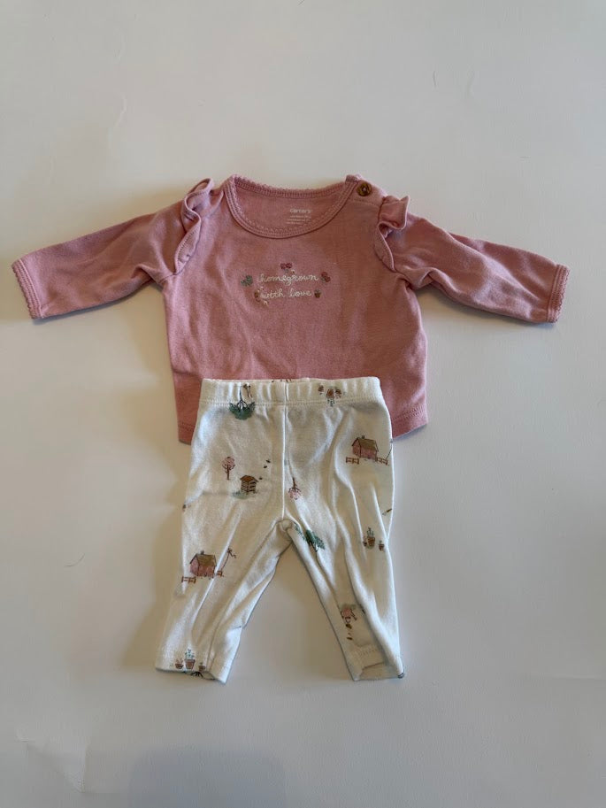 #78 REDUCED Carter's Pink Homegrown Outfit Girls Newborn
