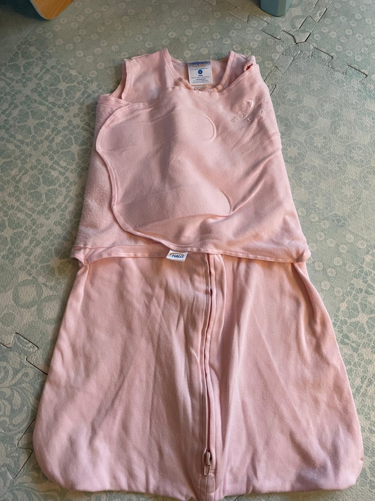 #57 girls baby sleepsack swaddle in light pink 3-6 months