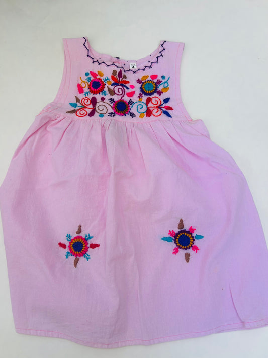 #6 Girls Size 4T Pink embroidered dress