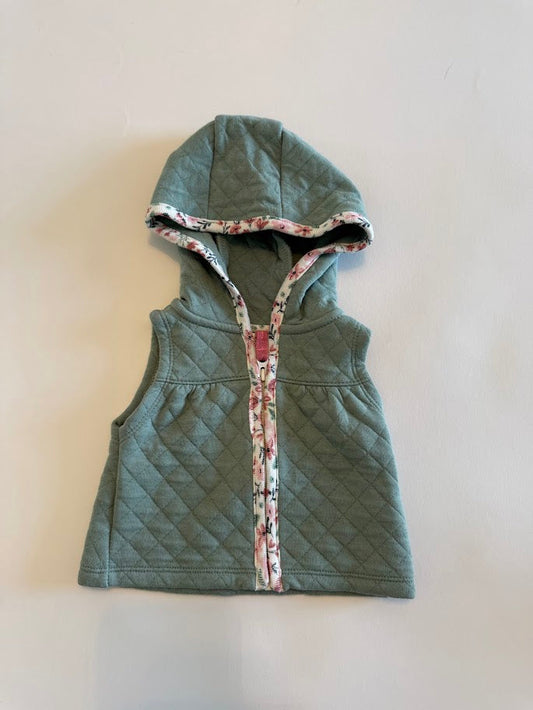#78 REDUCED Carter's Green Floral Vest Girls Newborn