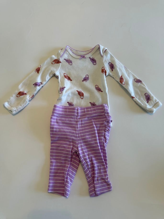 #78 REDUCED Carter's Purple Owl Outfit Girls Newborn