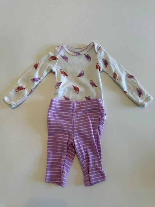 #78 REDUCED Carter's Purple Owl Outfit Girls Newborn