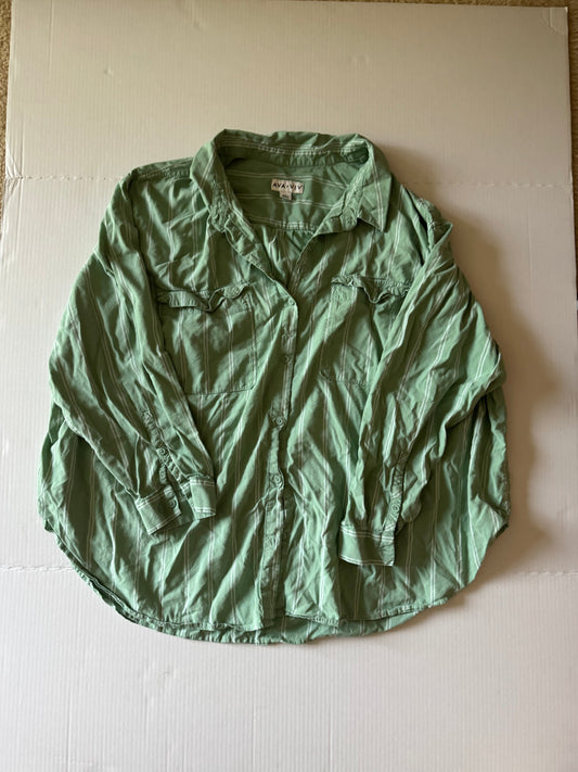 Seller #129 - EUC Ava & Viv 3X Green Striped Button Down Shirt