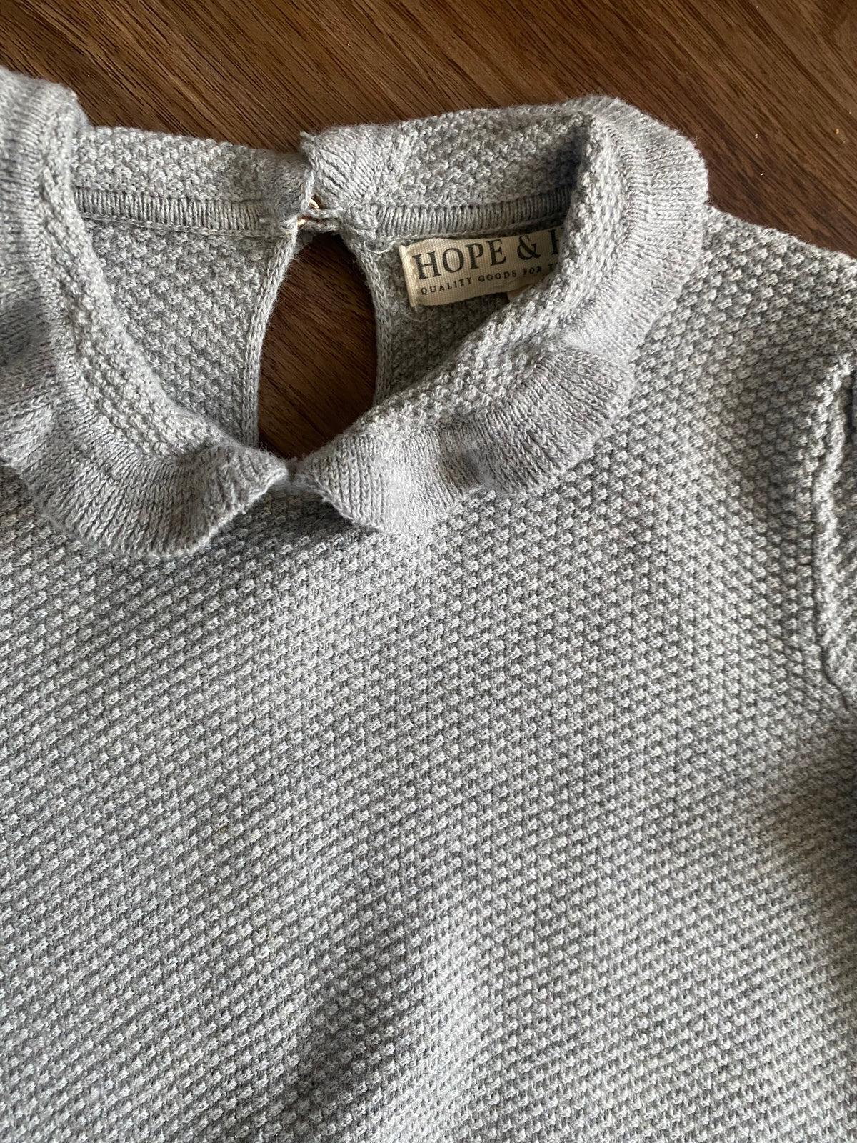 #59 Hope and Henry girls XXS gray sweater with Peter Pan collar