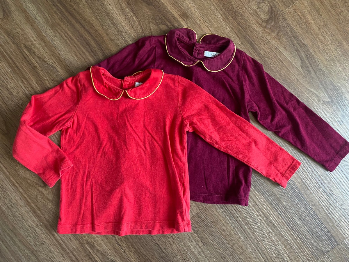 #59 girls 3T bundle of long sleeve Peter Pan collar shirts