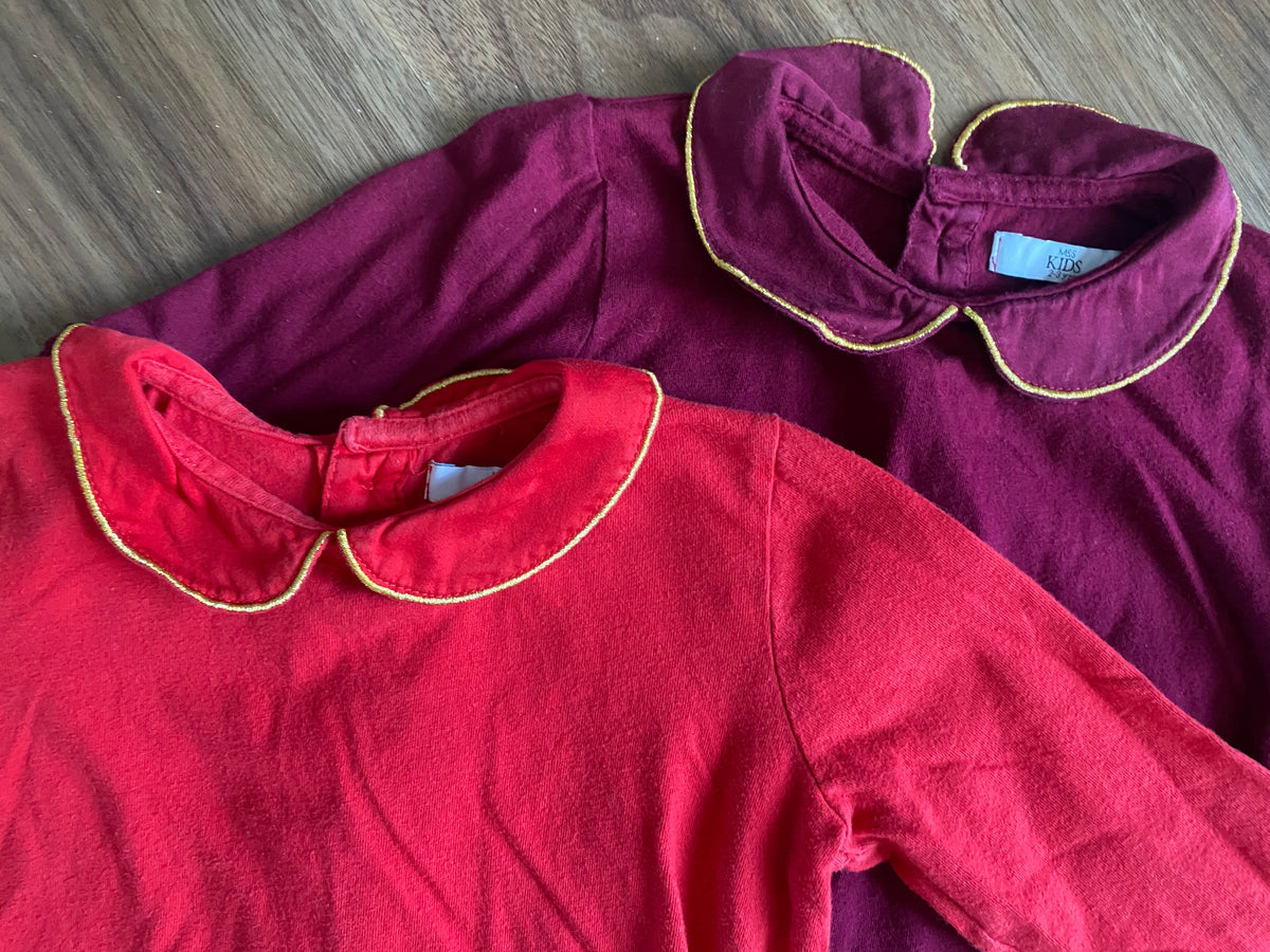#59 girls 3T bundle of long sleeve Peter Pan collar shirts