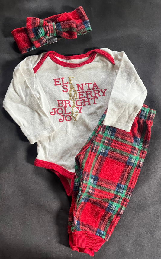 Seller #13 Chickpea girls 6-9 months 3 piece Christmas outfit