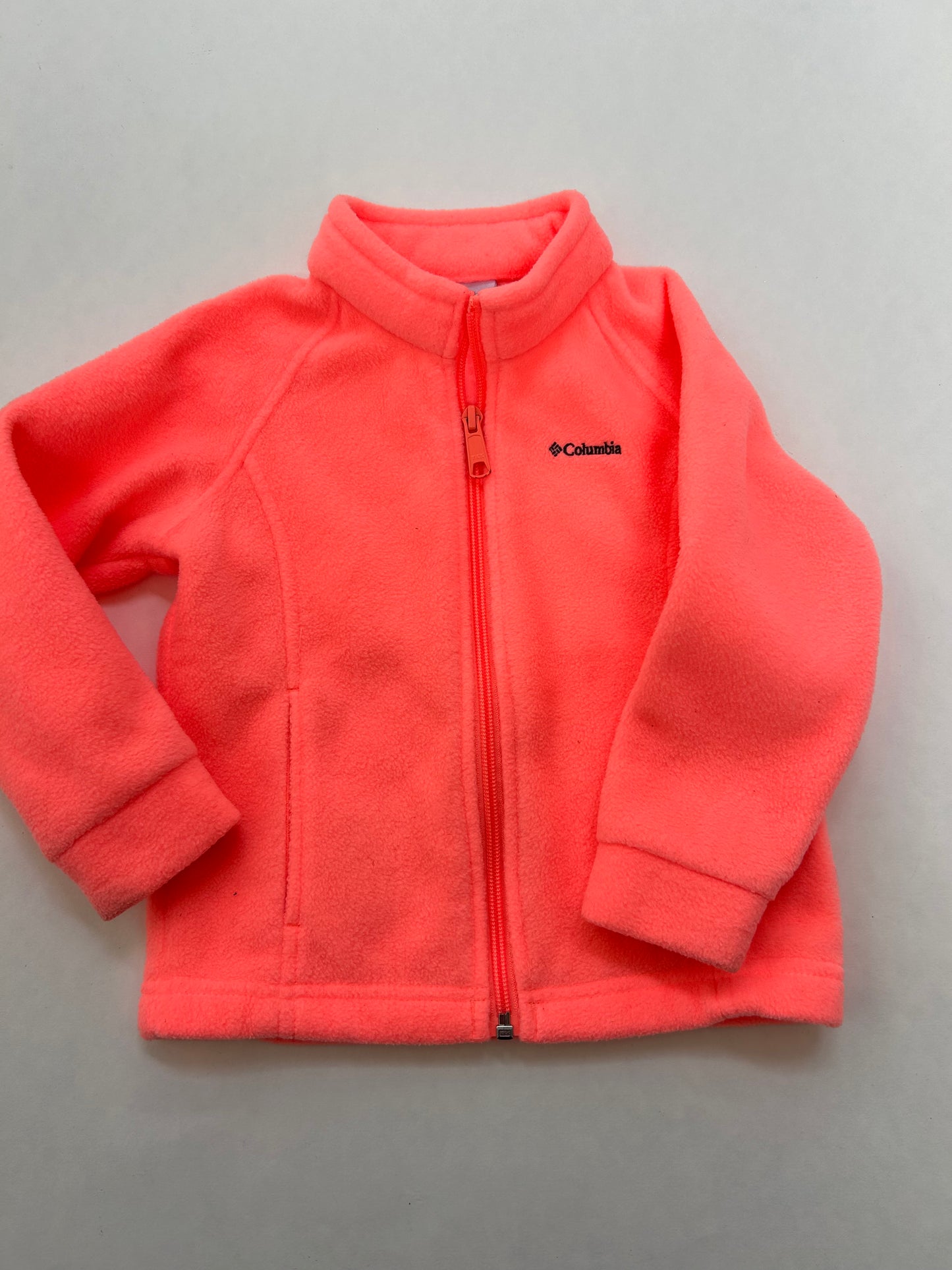 Girls 3T Columbia neon orange fleece spring jacket