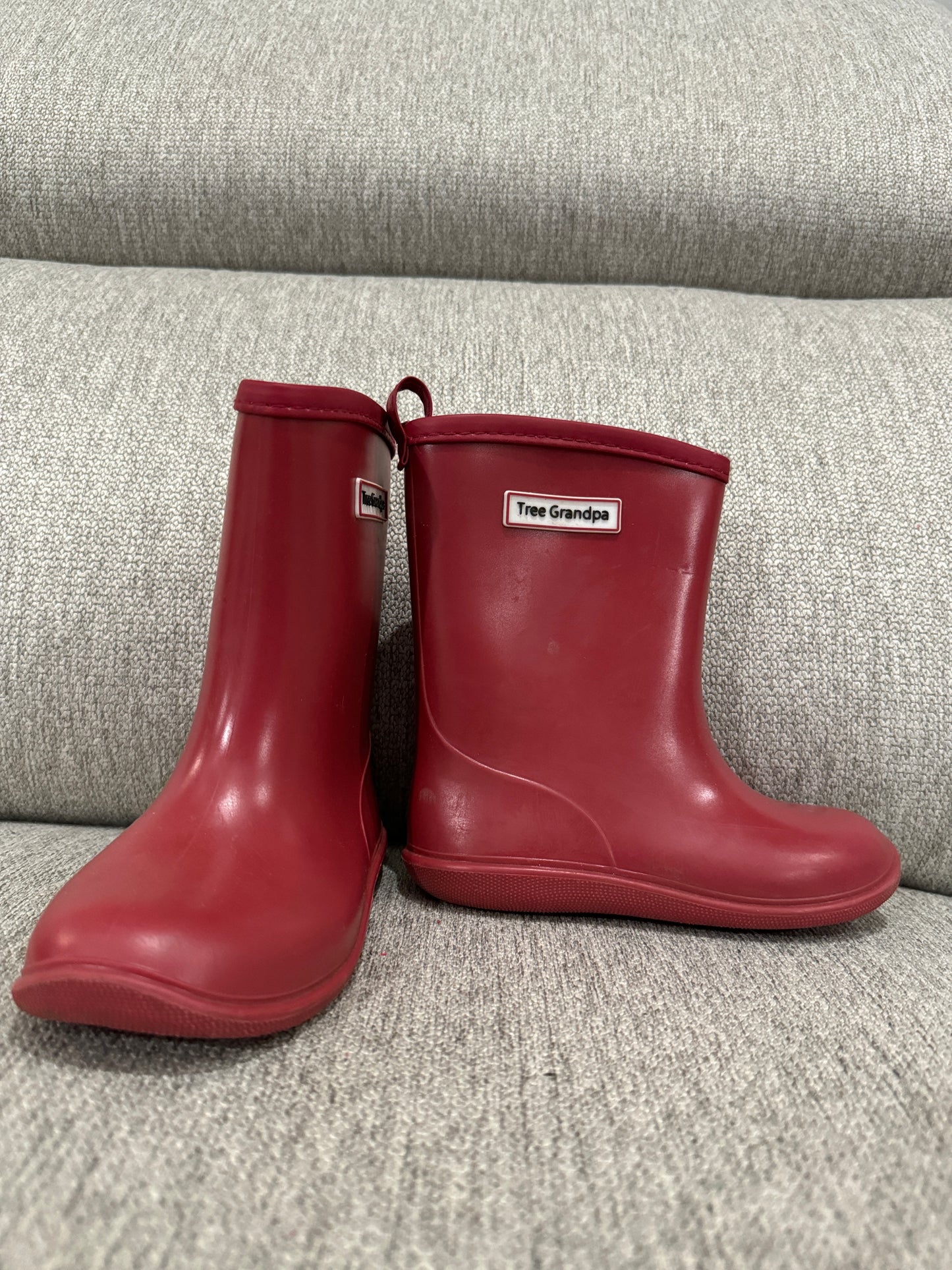 #59 Tree Grandpa Rainboots (red) - Boys or Girls Size 10