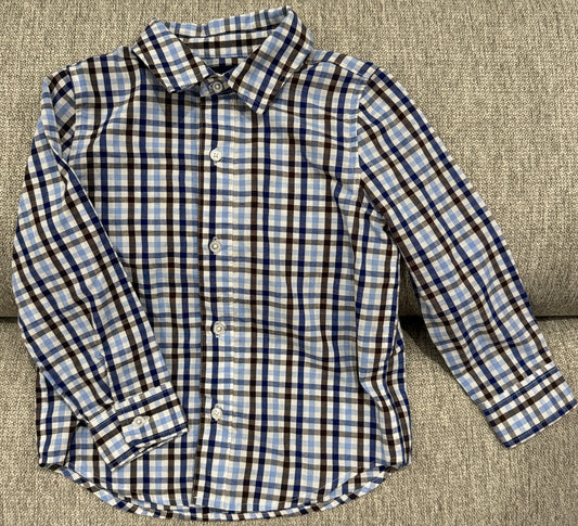 #59 Andy & Evan Button-down (Blue/White/Brown) - Boys 4T