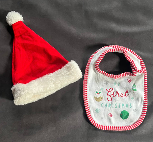 Seller #13 newborn gender neutral Santa hat and Christmas bib