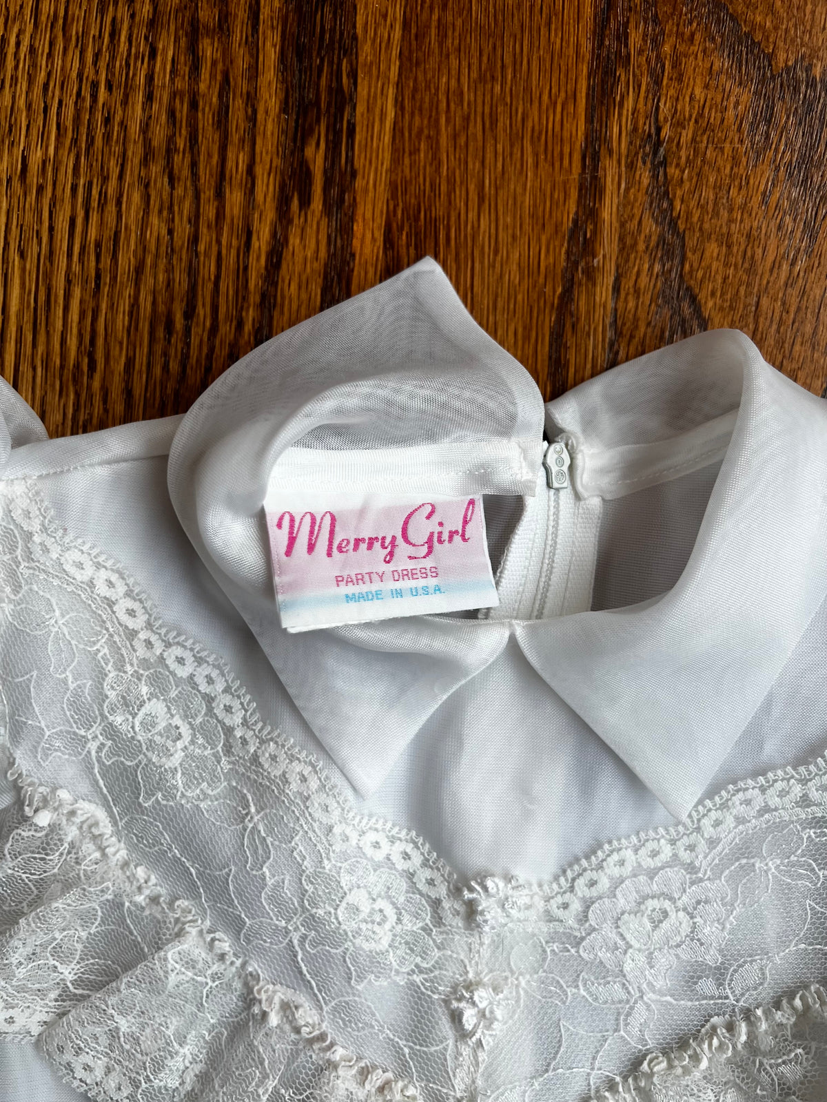 Seller #115 - “Merry Girl” Size 6 White Lace Party Dress (Costume/Dress Up), GUC