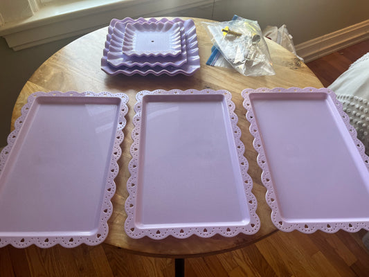 #97- NWK- 5 piece cupcake stand and appetizer tray set- purple
