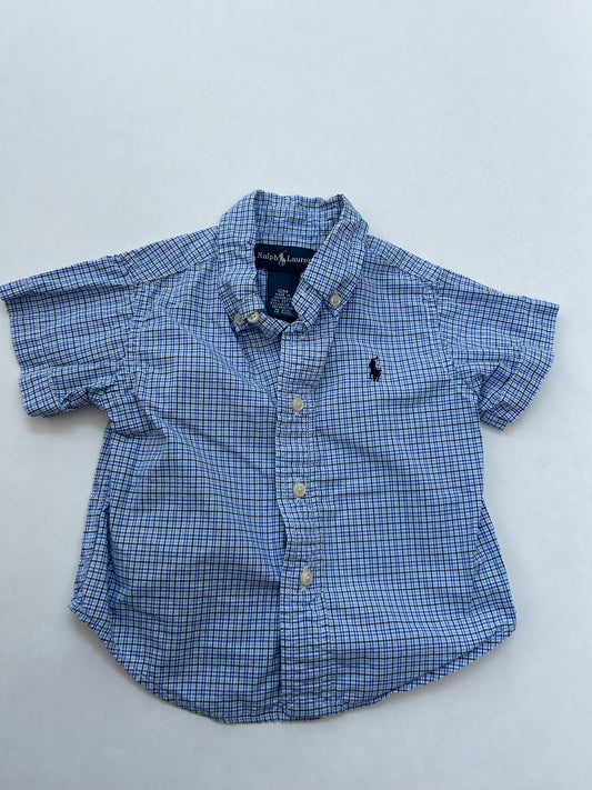 Boys 12 month Polo Ralph Lauren blue plaids short sleeve button down Easter